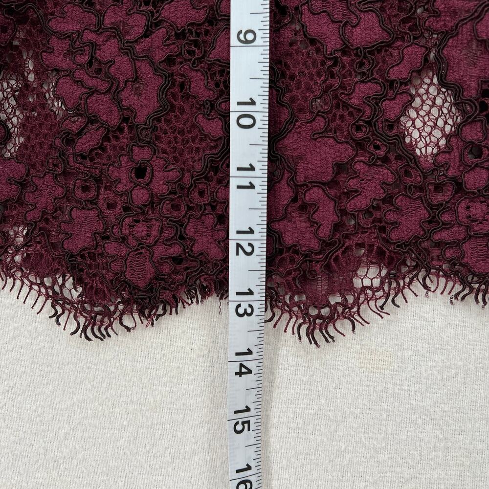 ALEXIS Evie Lace Midi Sheath Dress Womens Small Burgundy Crew Neck Cold Shoulder - Picture 16 of 16